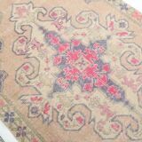 Turkish Cream Pink Oriental Vintage Rug, 121x208Cm