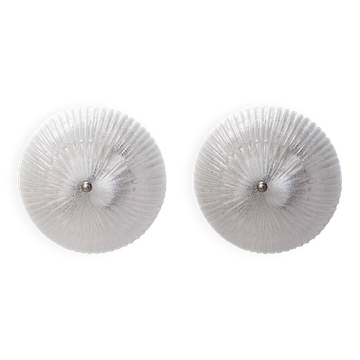 Pair of Round Murano Glass Ceiling Lights or Sconces, Italy