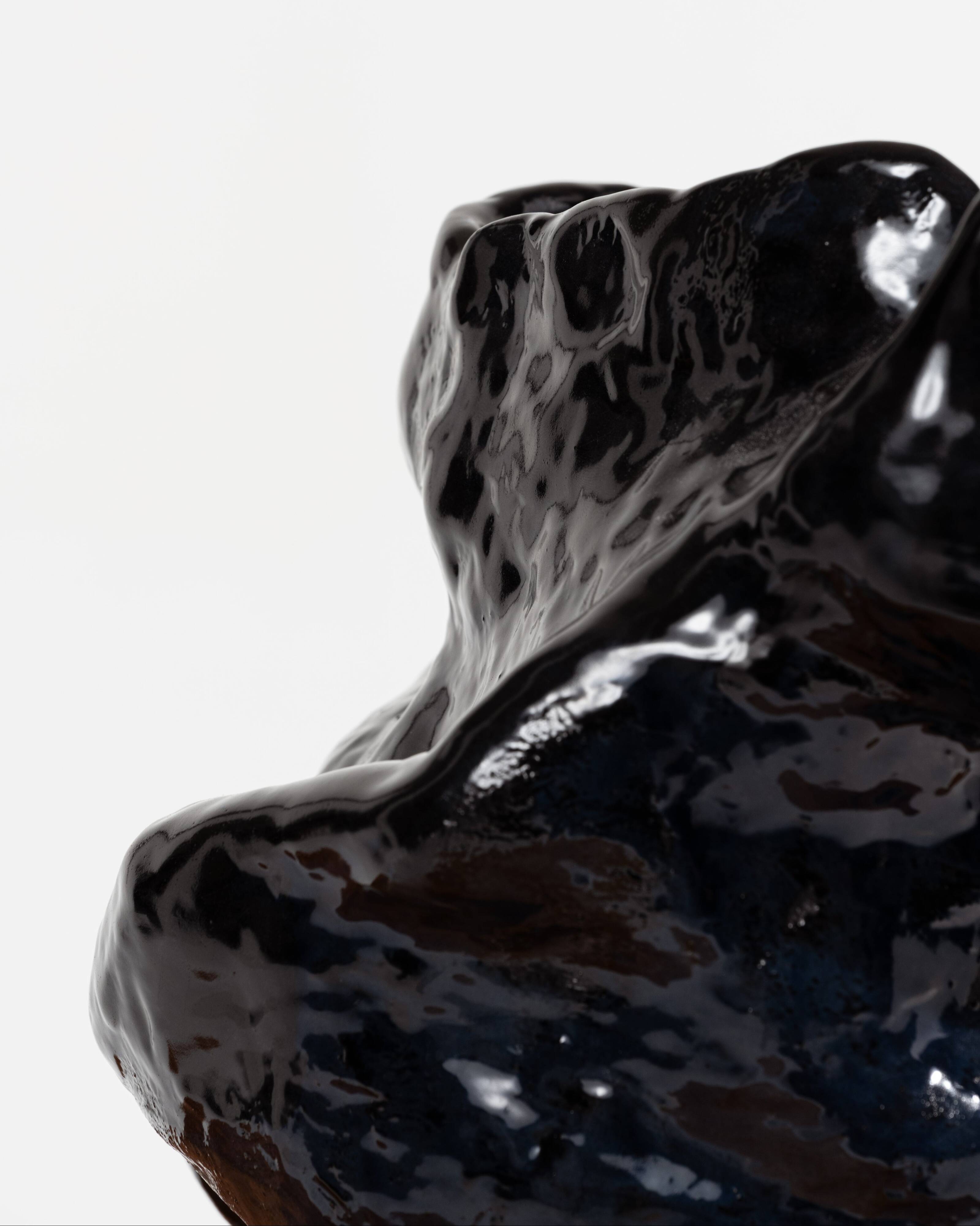 Glossy black stoneware vase