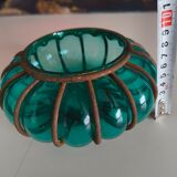 Vintage green blown glass lantern – bohemian spirit – Pier Import