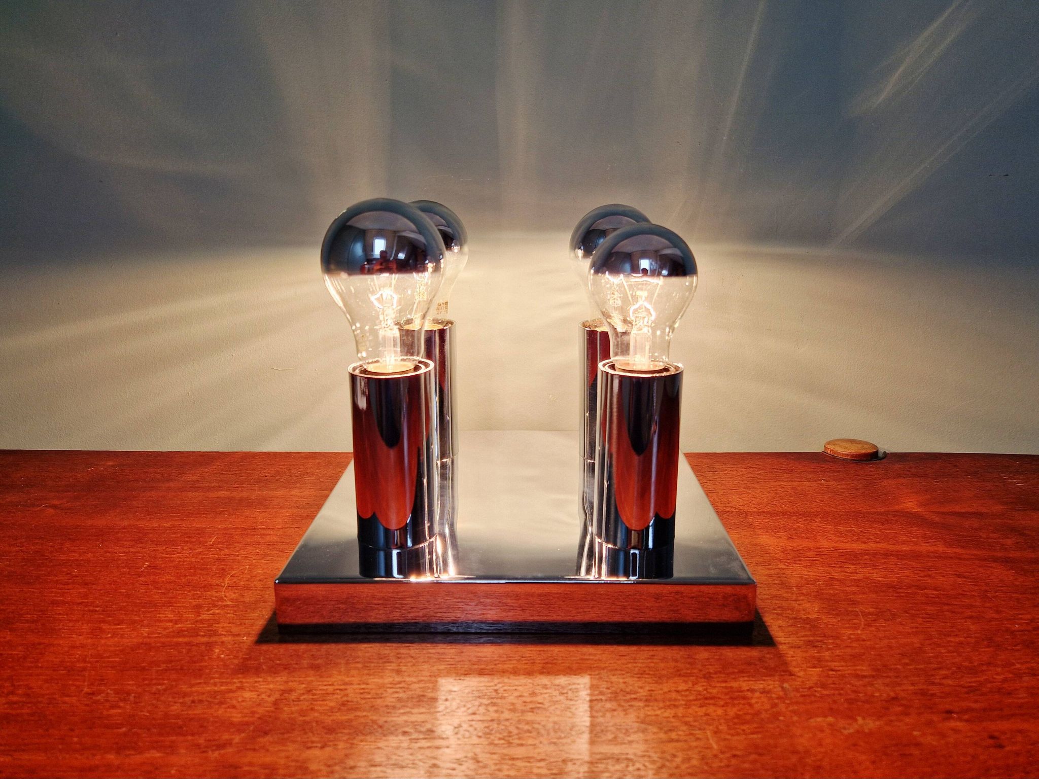 Space Age ceiling light in chrome metal, 1970s