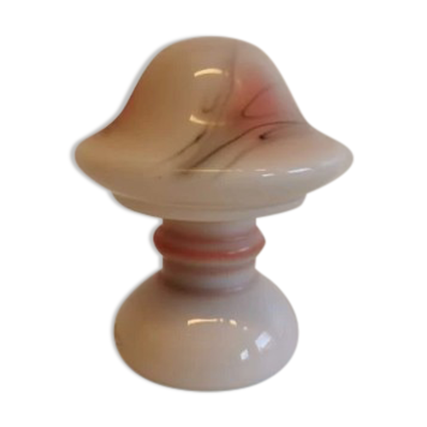 Table lamp in white opaline glass with coloured decorations