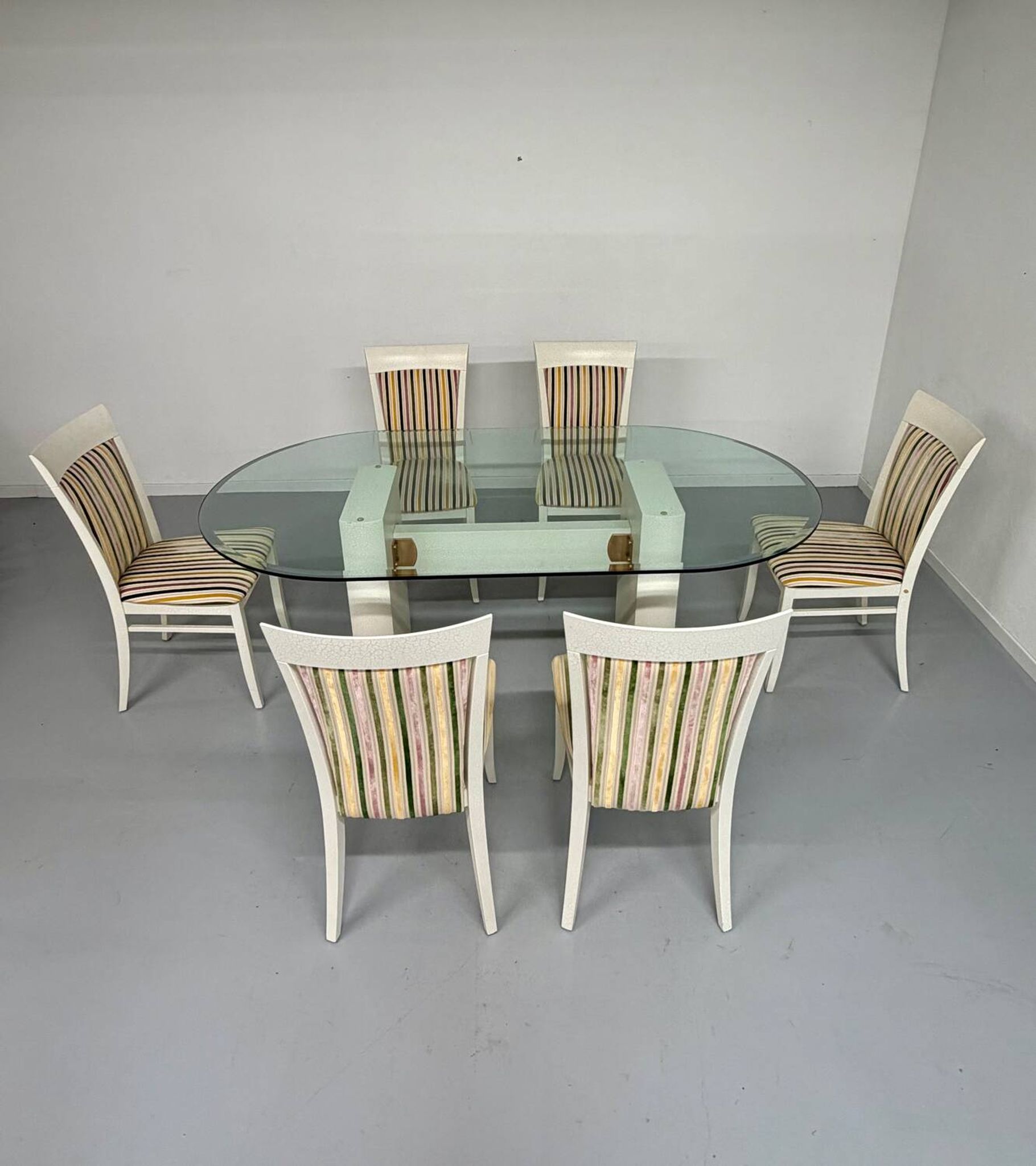 6 thonet gebruder designer chairs with crackle lacquer finish, 1980s vintage