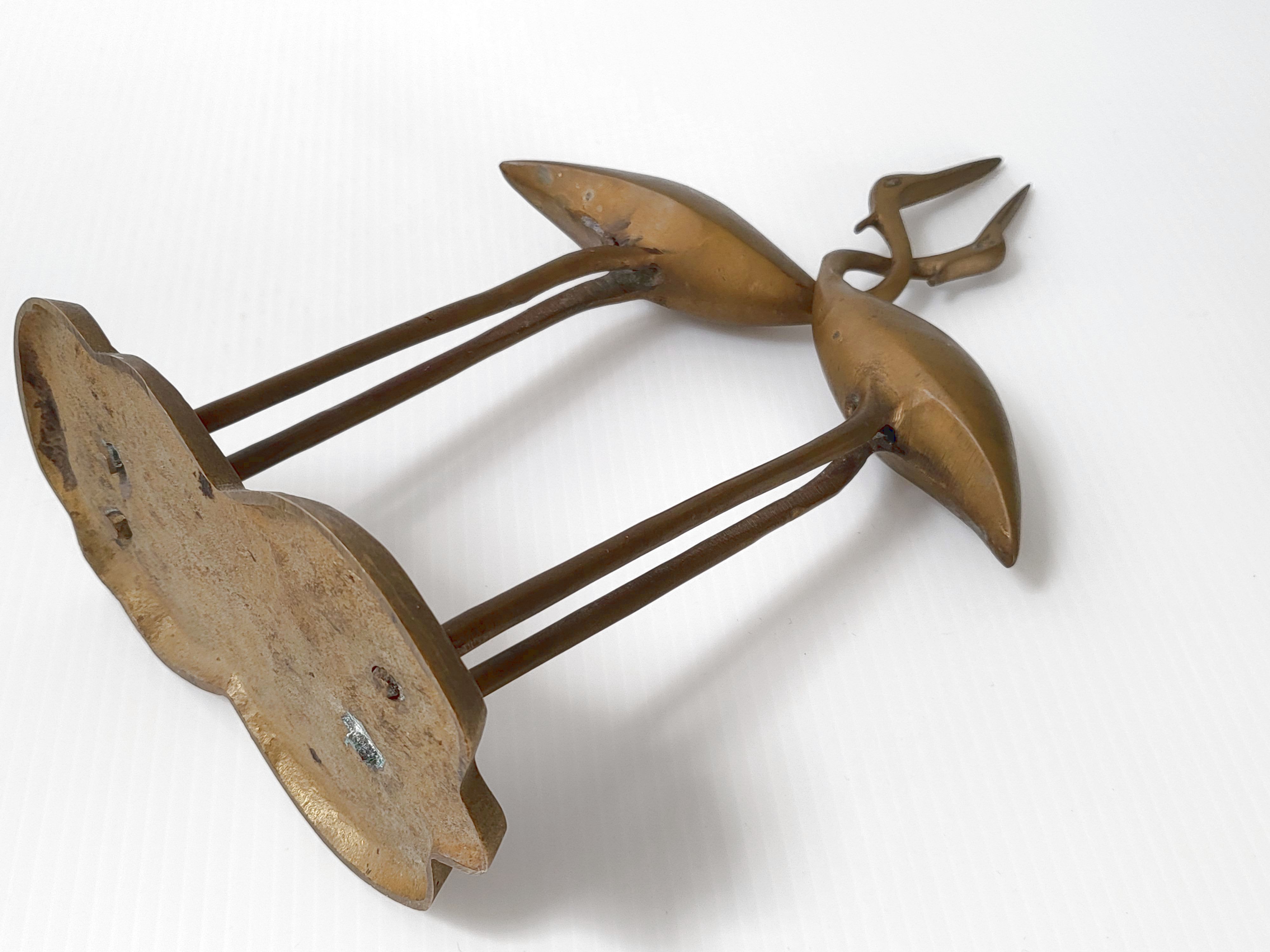 Pair of vintage 1970 brass intertwined herons