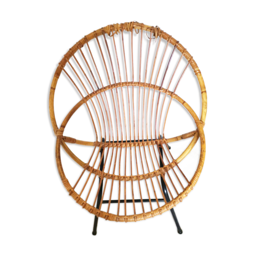 Fauteuil Rotin Année 50