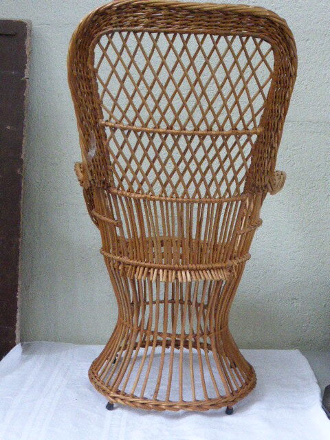 Emmanuelle armchair for child rattan and wicker vintage 1960