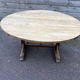 harvest table, stripped top and natural wood