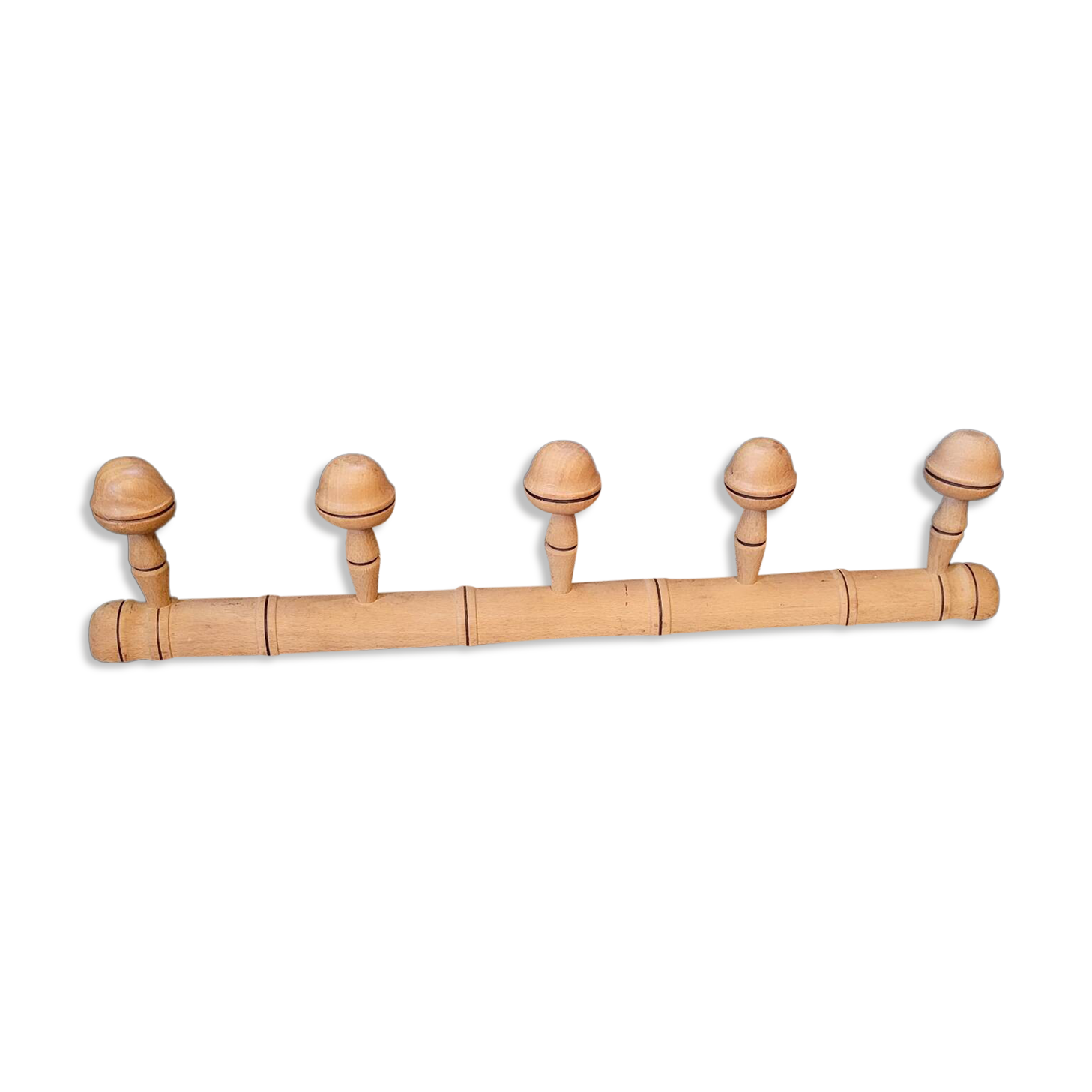 Coat rack with 5 turned wooden hooks from the 30s