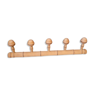 Coat rack with 5 turned wooden hooks from the 30s