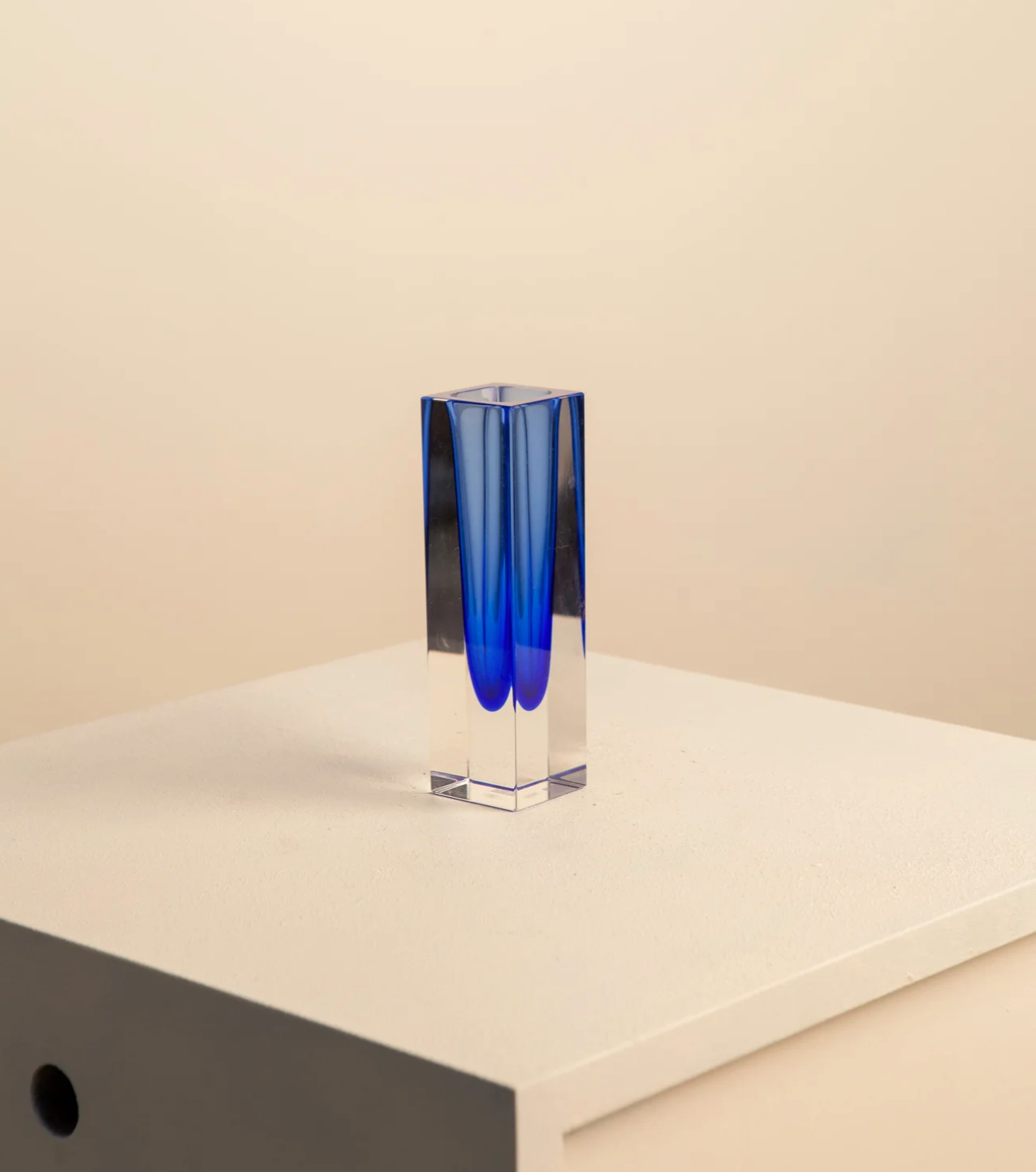 Blue "Square" vase by Flavio Poli for Seguso 60's