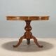 Round walnut table with marquetry of Vittorio Emanuele II
