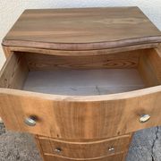 Commode haute art déco pieds moustache noyer brut 1930
