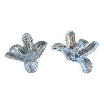 Candlesticks, centerpiece (set of 2) Vannes glassware "Le chatel" 1970's