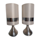 Paire de lampes space-age en aluminium et tissu des années 1970 - 1980