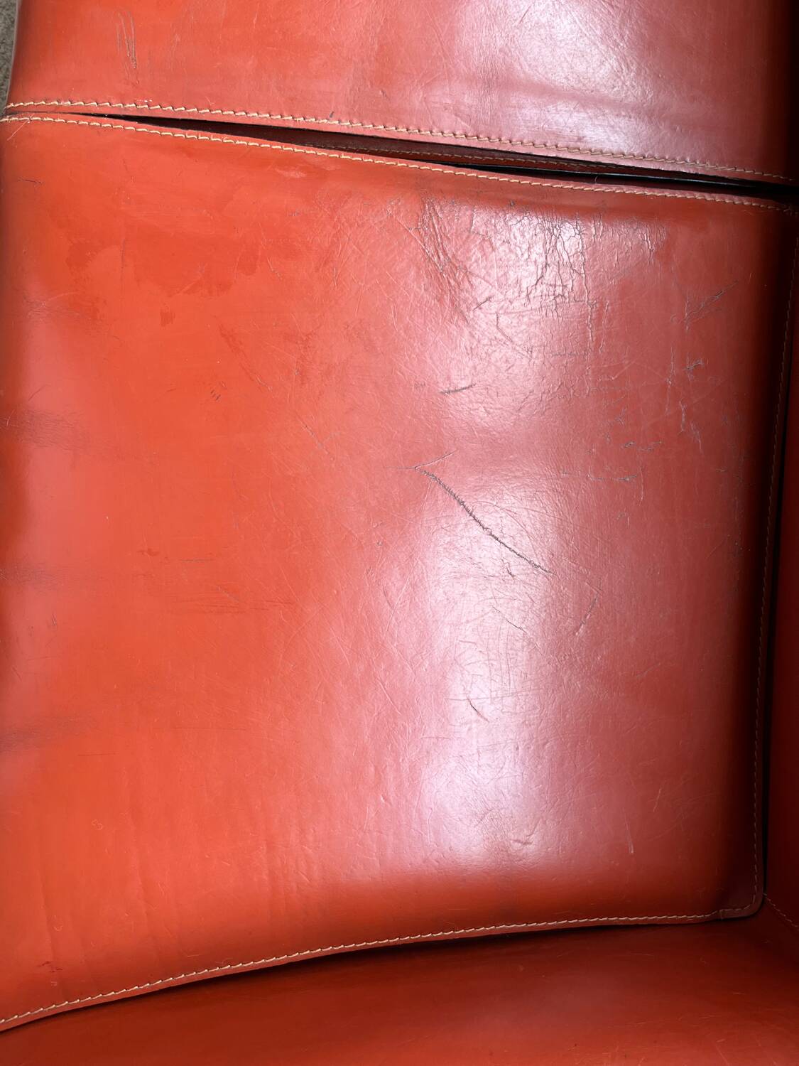 Cognac CAB Cassina 2-seater leather sofa
