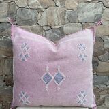 Handmade Moroccan silk cushion cover, cactus pattern