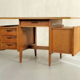Double desk with covered handles, France 1950