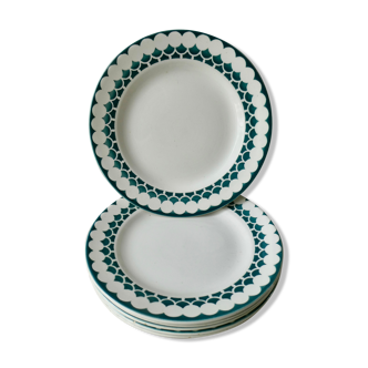 6 flat plates Digoin Sarreguemines France, décor Europe, years 30-40