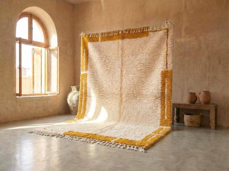 Handwoven natural wool rug, traditional craftsmanship, 150/250 cm.