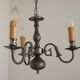 Italian Vintage Silver Brushed Metal 3 Light Flemish Style Chandelier