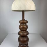 Large chunky brutalist Danish copper table lamp with mushroom shade