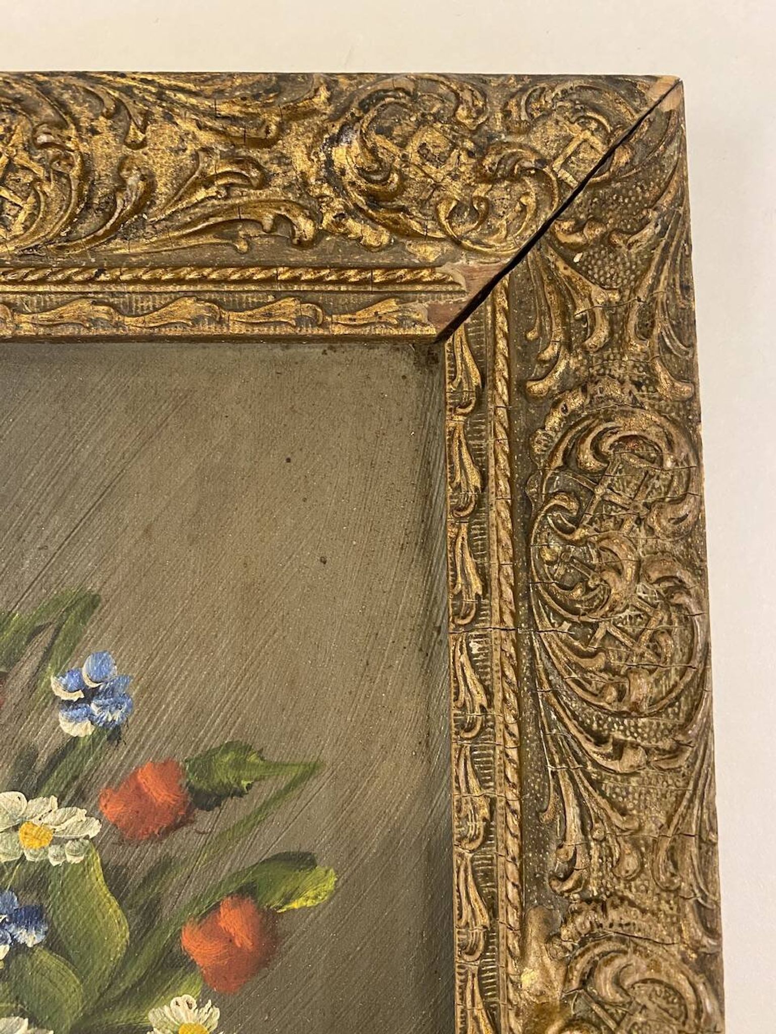 Nature morte aux fleurs sauvages, signée, milieu XX siècle