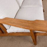Large Danish Sofa in solid oak and fabric, model GE375 by Hans Wegner for Getama 1960.