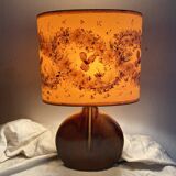 Lampe en céramique et fleurs naturelles, années 70