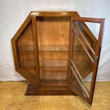 Art Deco Vintage Brocante Walnut Hexagonal Display Cabinet – 1920–1930