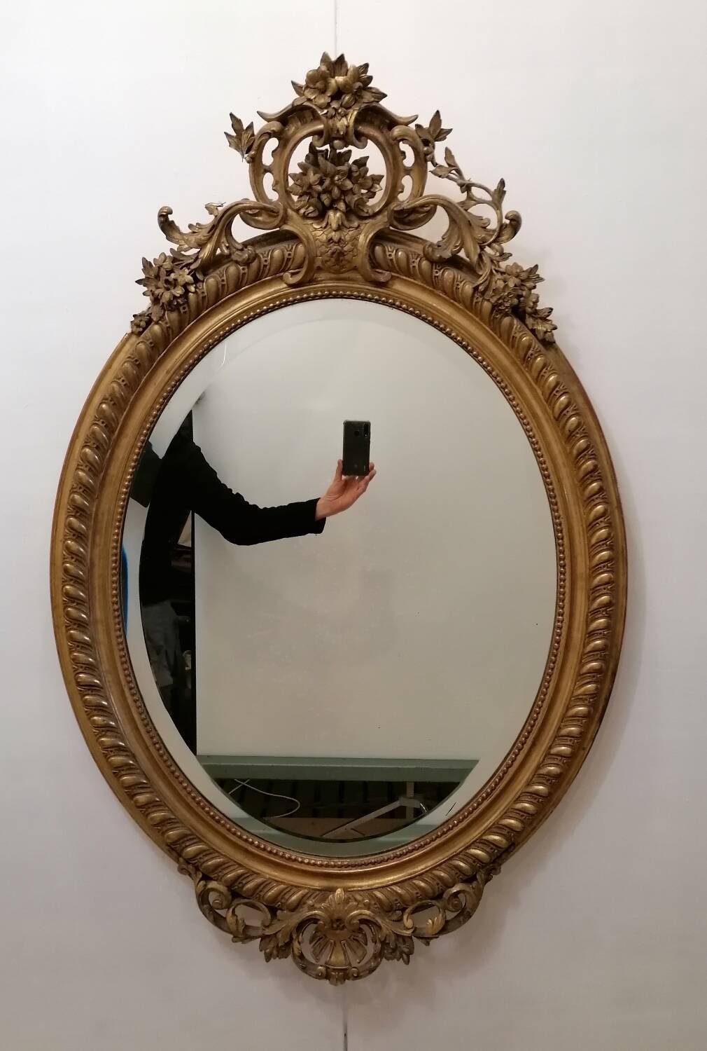 Louis XV style mirror in wood and gilded stucco, Napoleon III period