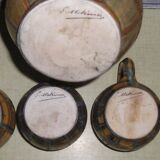 Service of 4 mugs and a carafe in flamed stoneware signed G Méténier