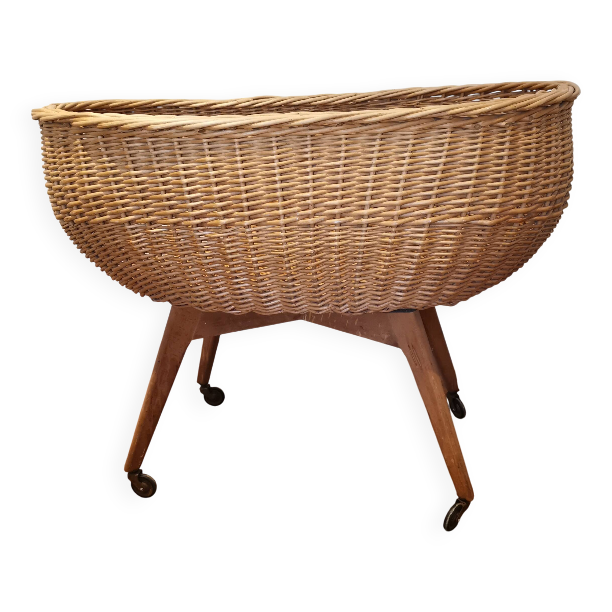 Vintage wicker cradle