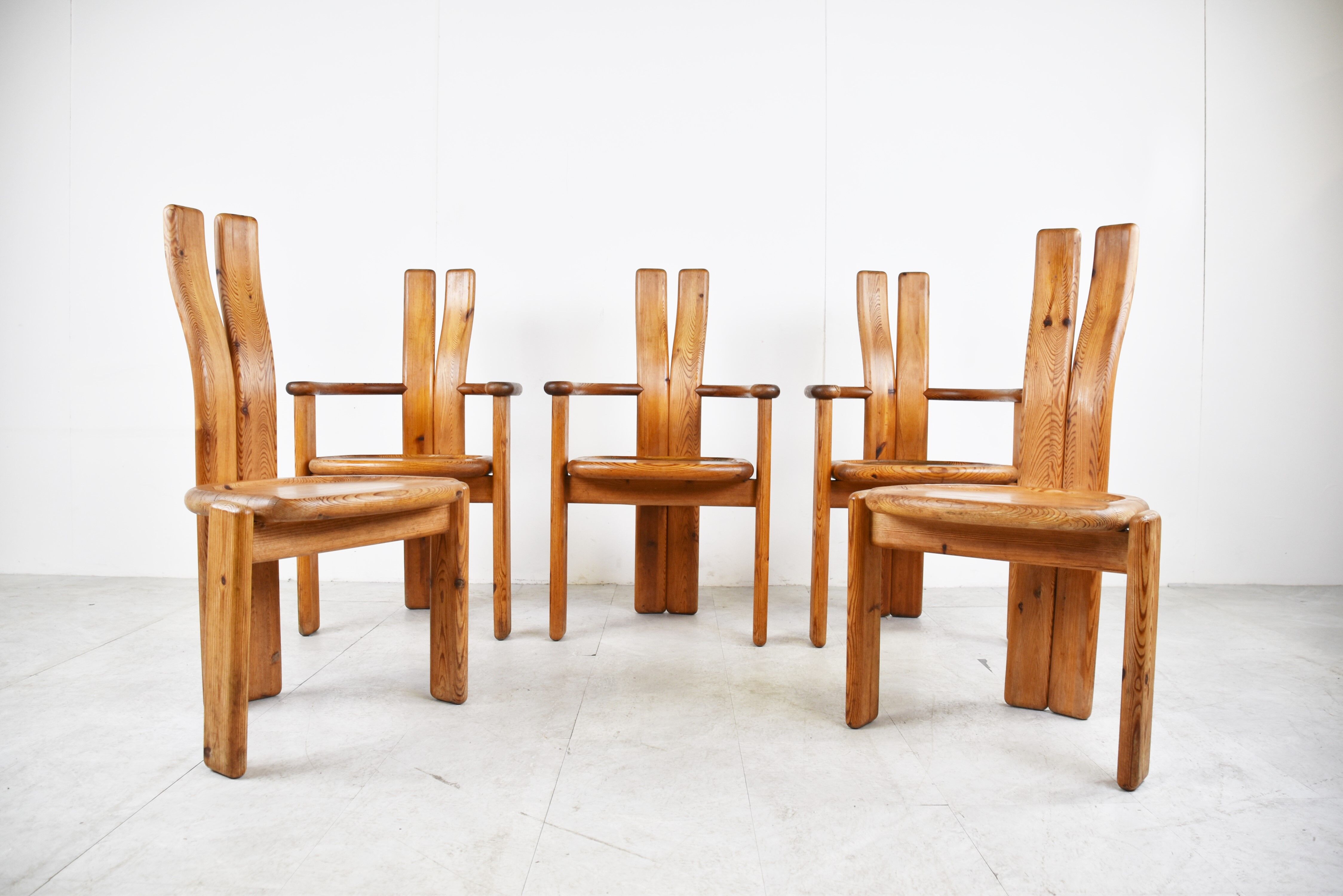 Set of 5 Brutalist dining chairs by Vamdrup Stolefabrik, 1960s