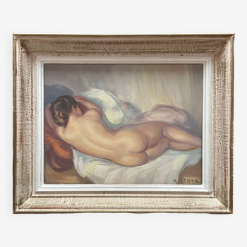 Albert genta tableau huile sur toile jeune femme nue.
