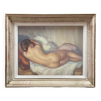 Albert genta tableau huile sur toile jeune femme nue.