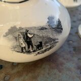 Coffee or tea service, earthenware with rustic motif, Keralux, Boch