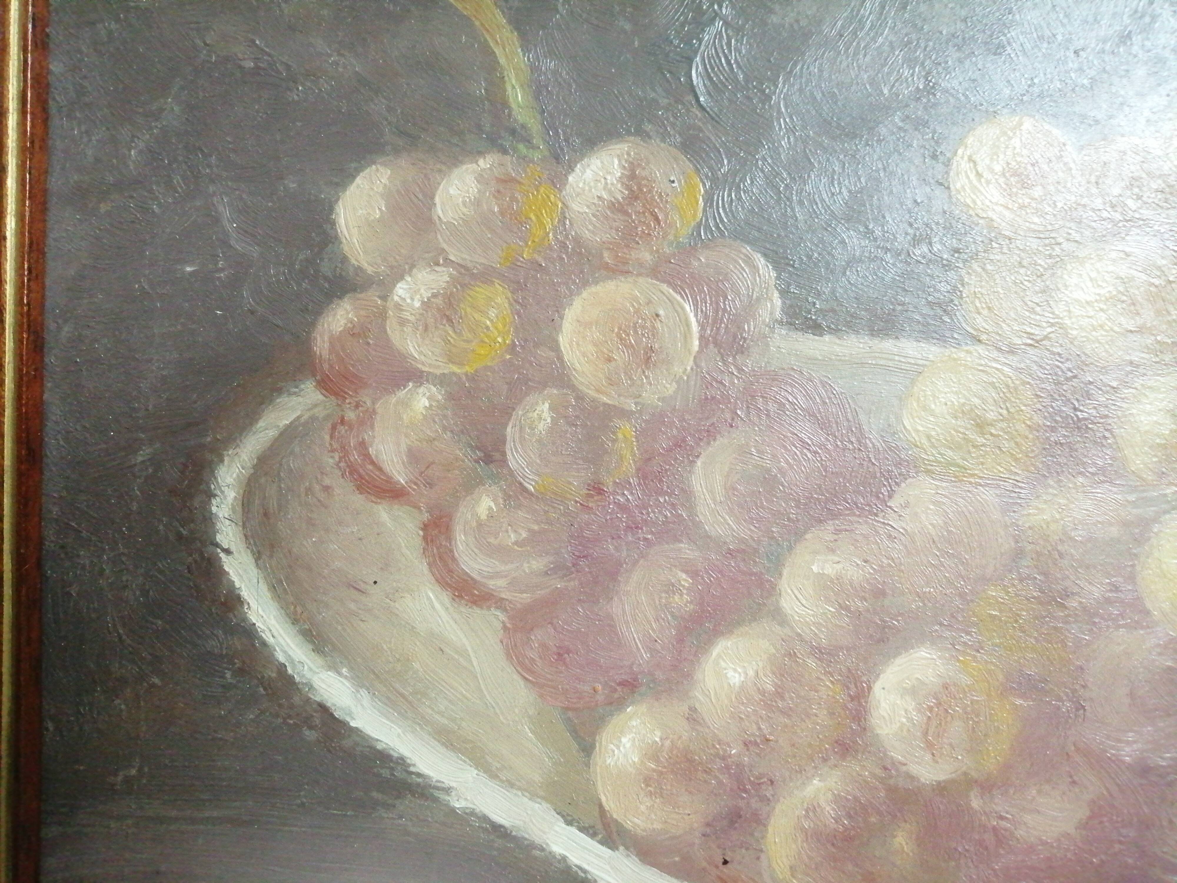 Pair of oil paintings with grapes
