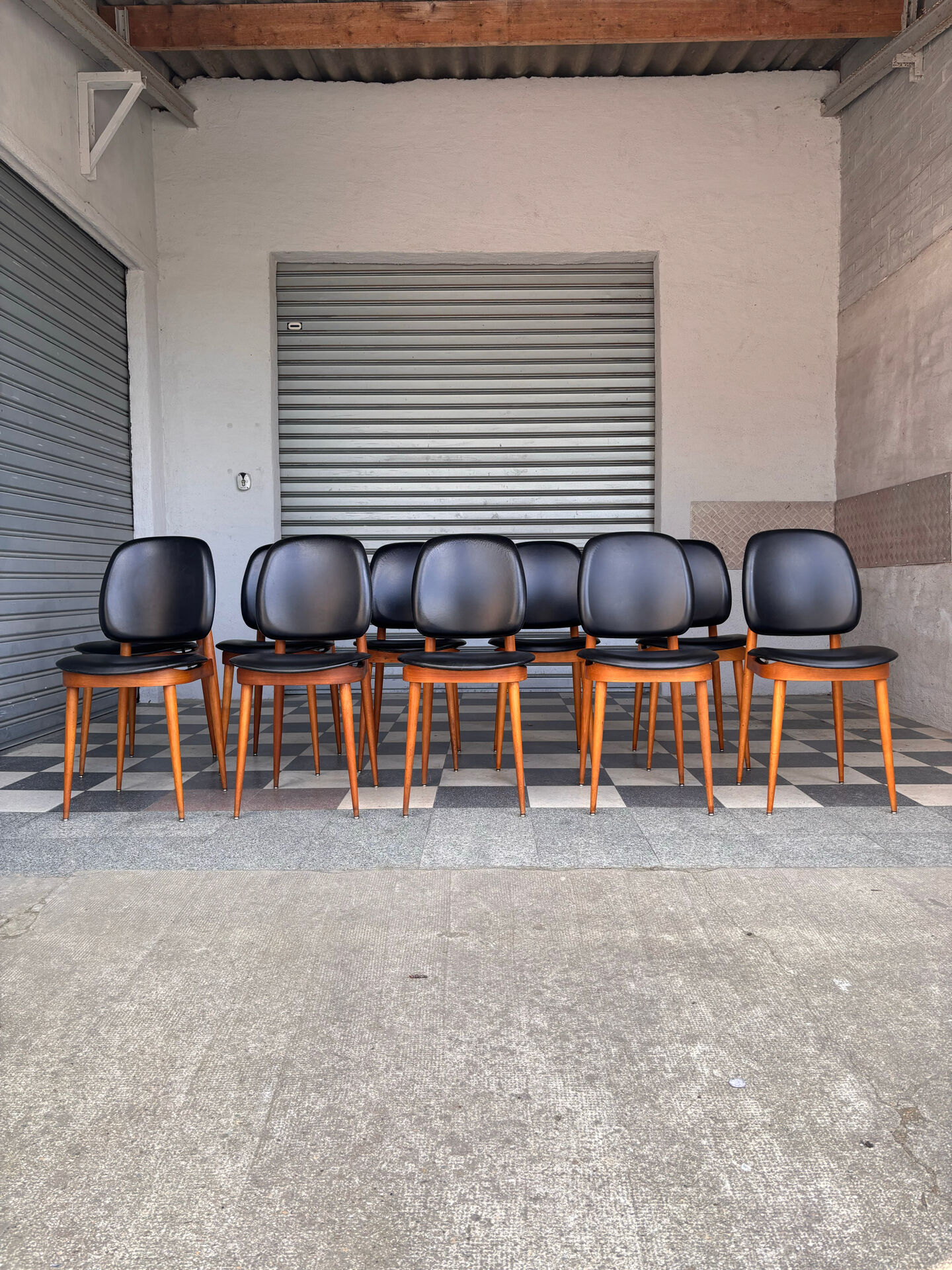 Set of 10 Pegase Baumann chairs