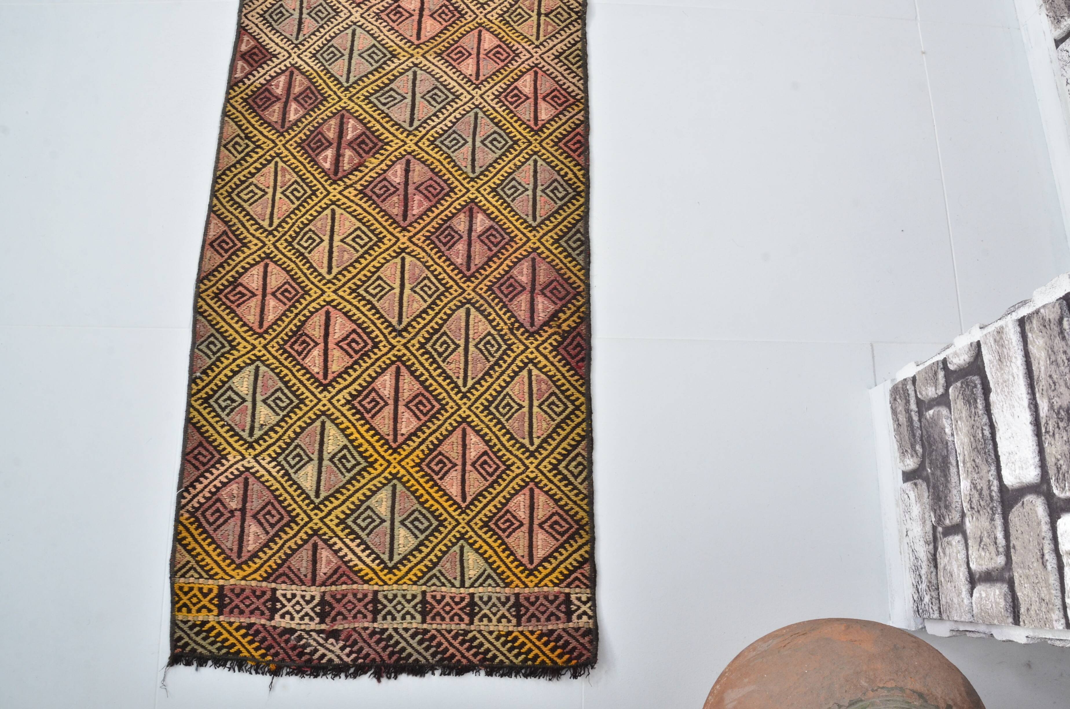 Anatolian Floral Vintage Kilim Runner sku 3397