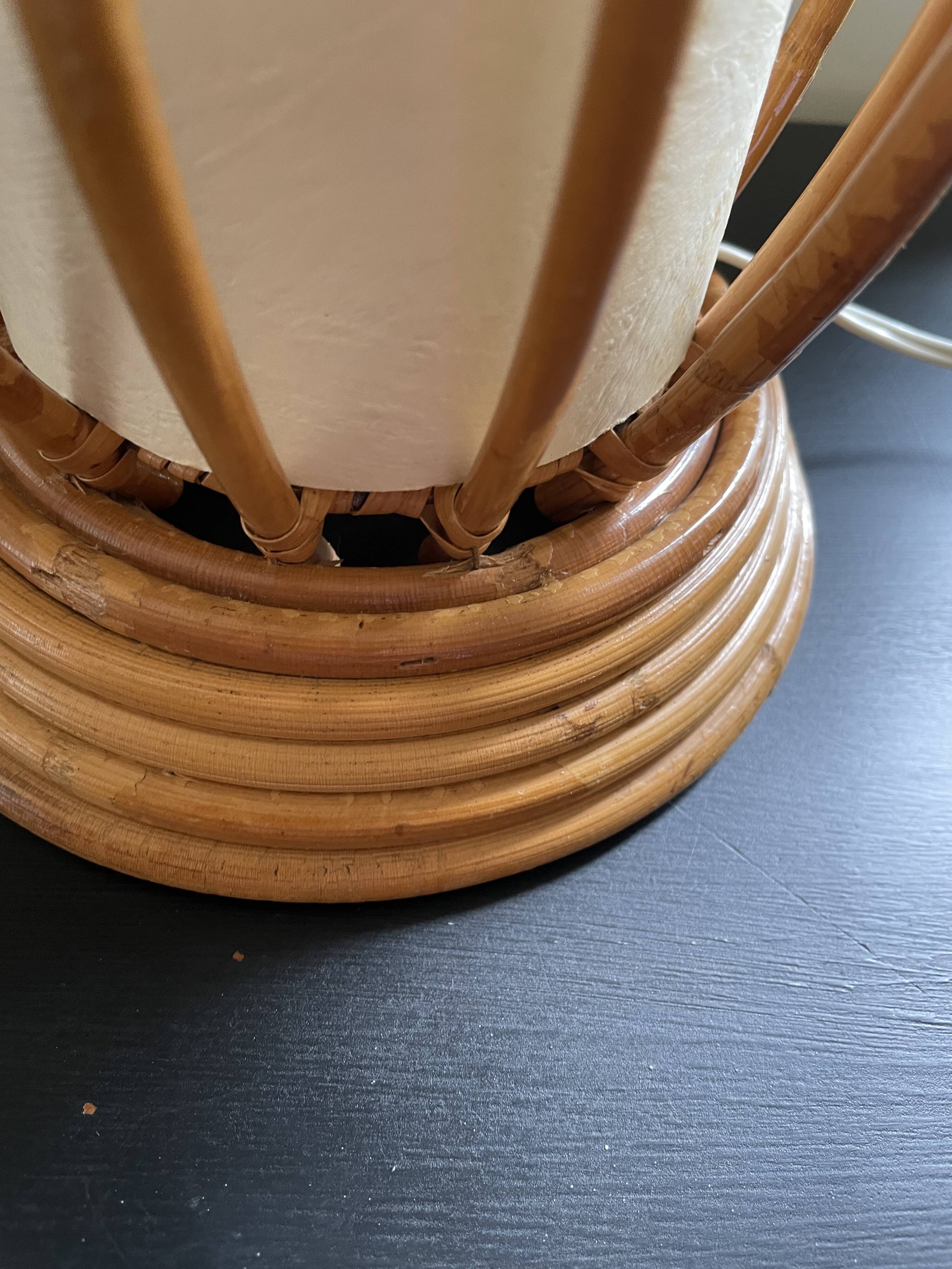 Rattan and bamboo lamp by Louis Sognot 1960