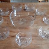 Salad bowl + 8 crystal cups