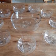 Salad bowl + 8 crystal cups