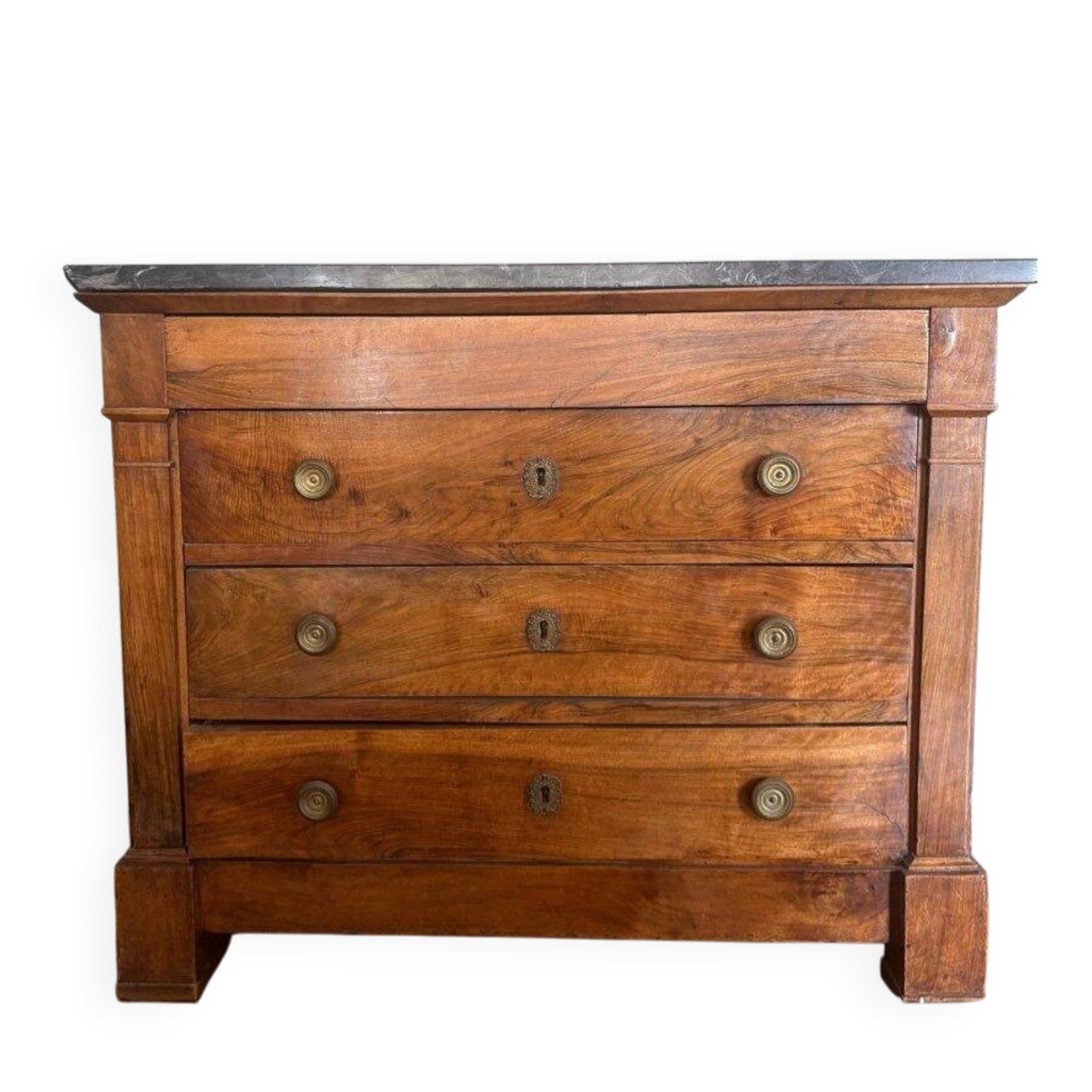 Antique walnut and marble commode