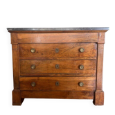 Antique walnut and marble commode