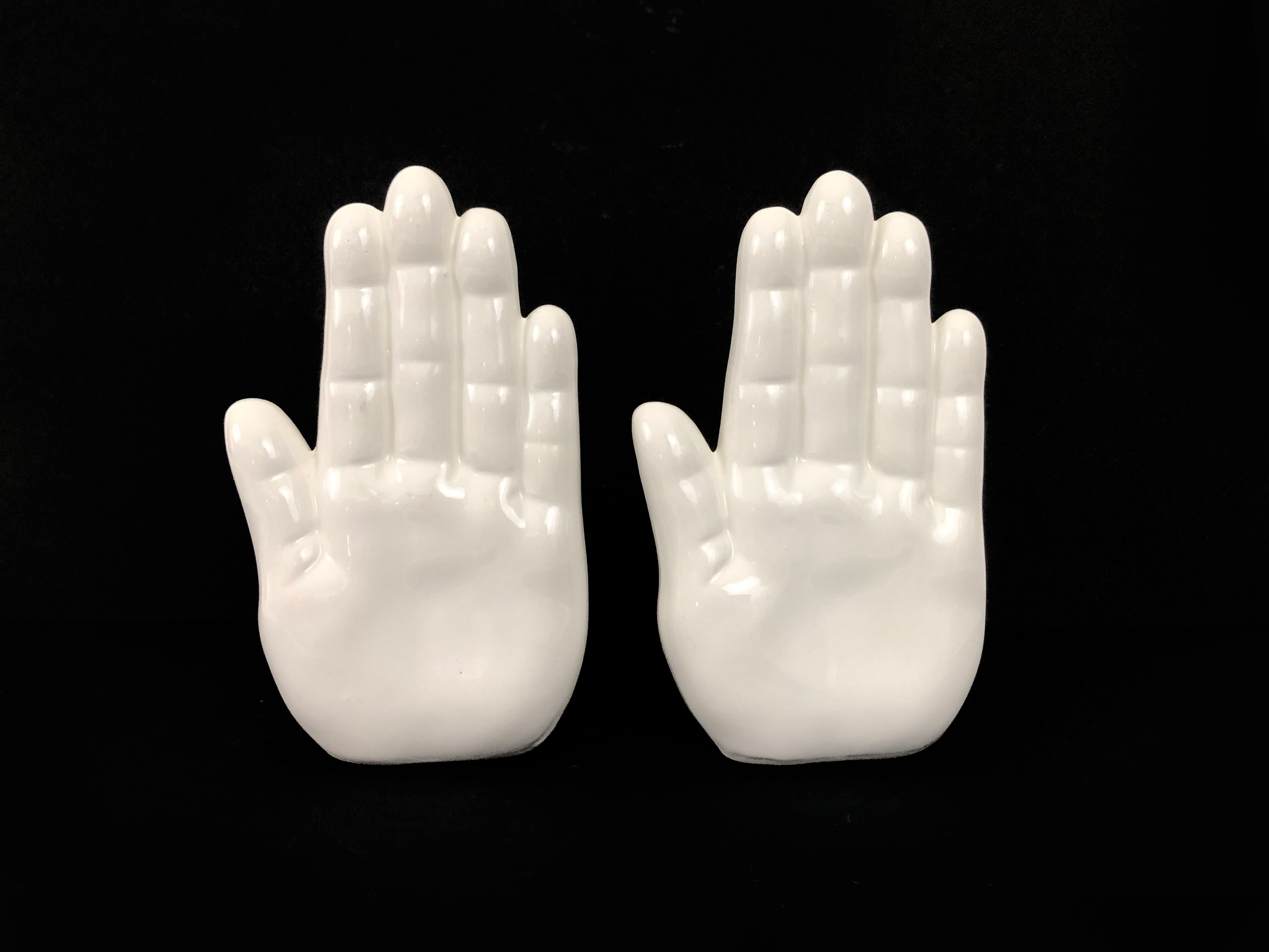 Pair of vintage handstrings in white ceramic to lester, year 80