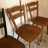 Set of 4 mismatched vintage chairs compass legs