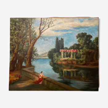 Tableau ancien, paysage, signé, début XX siècle