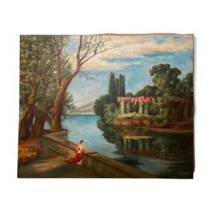 Tableau ancien, paysage, signé,