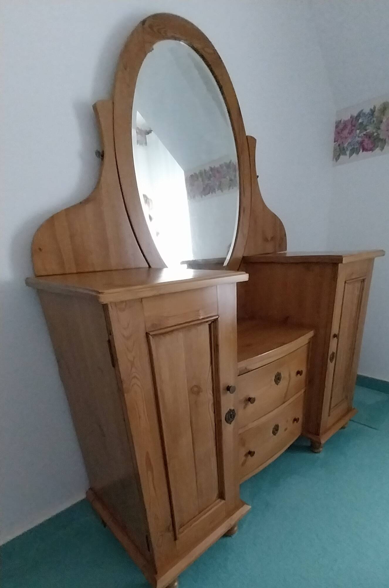 Antique Scandinavian chest of drawers made of solid pine.