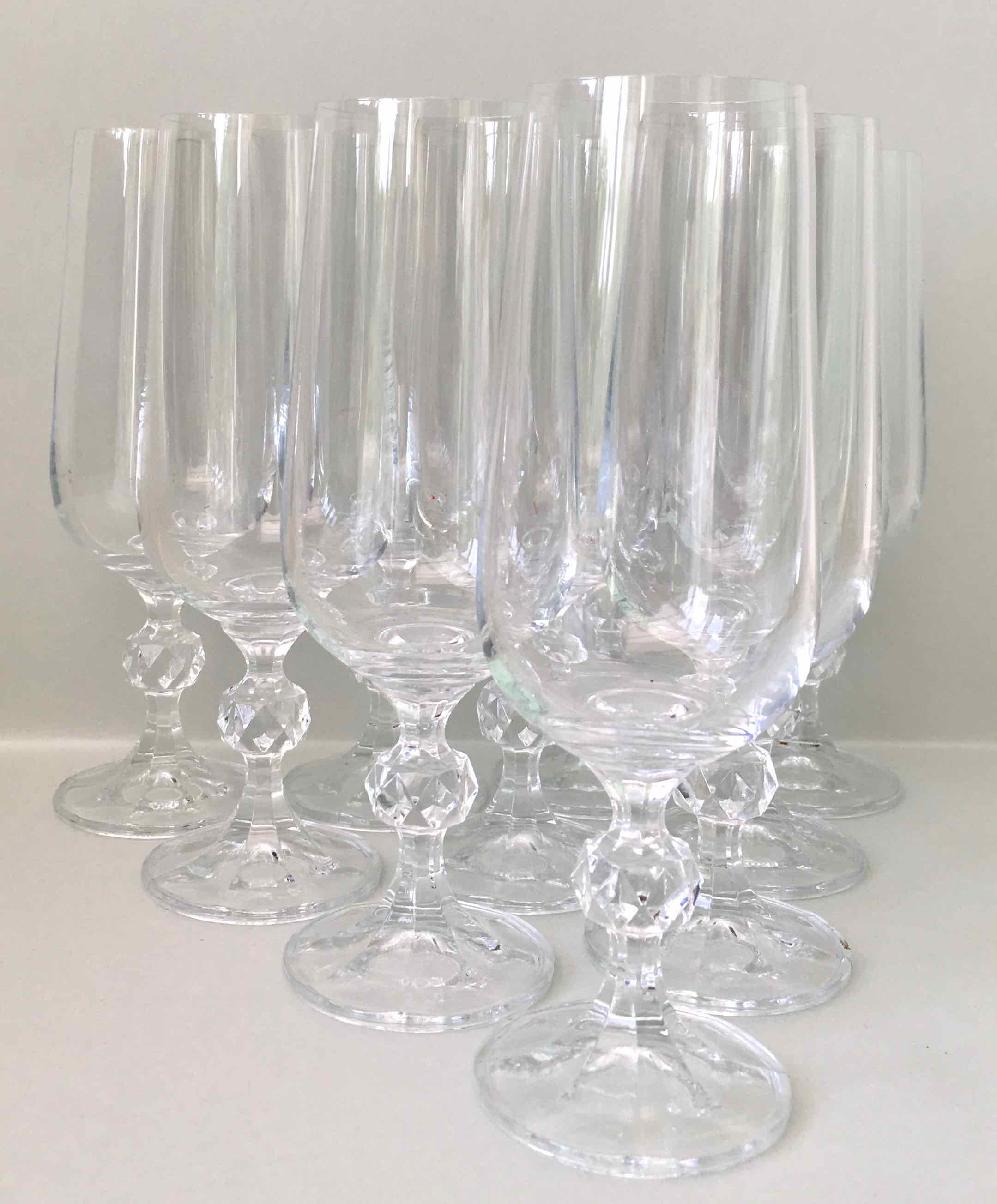 10 crystal champagne flutes